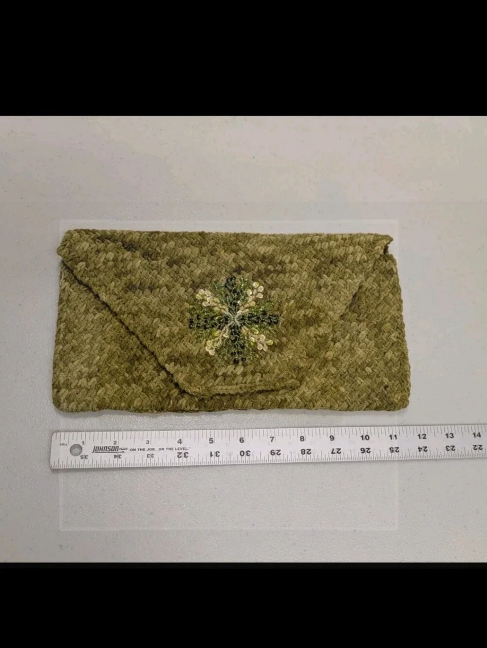 Vintage Handmade Crochet Clutch Purse Beaded Boho Chico #3050